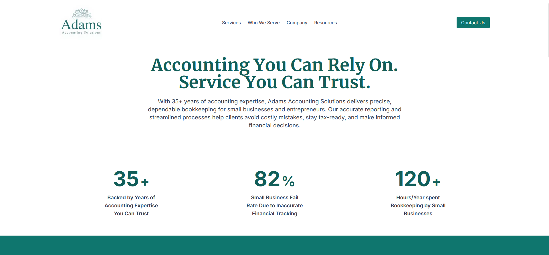 Adams Accounting Solutions - Full stack web development project by Roland Adams
